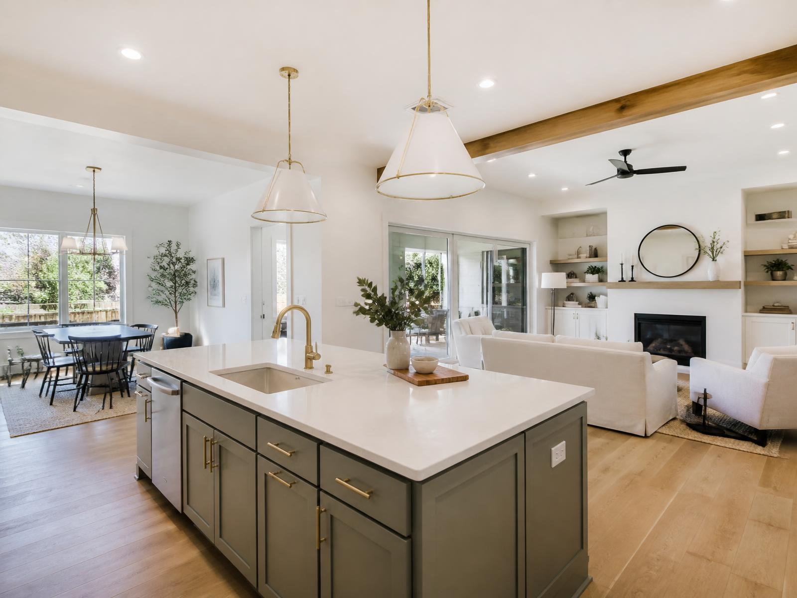Newly remodeled open kitchen and living space in an Acworth, GA home